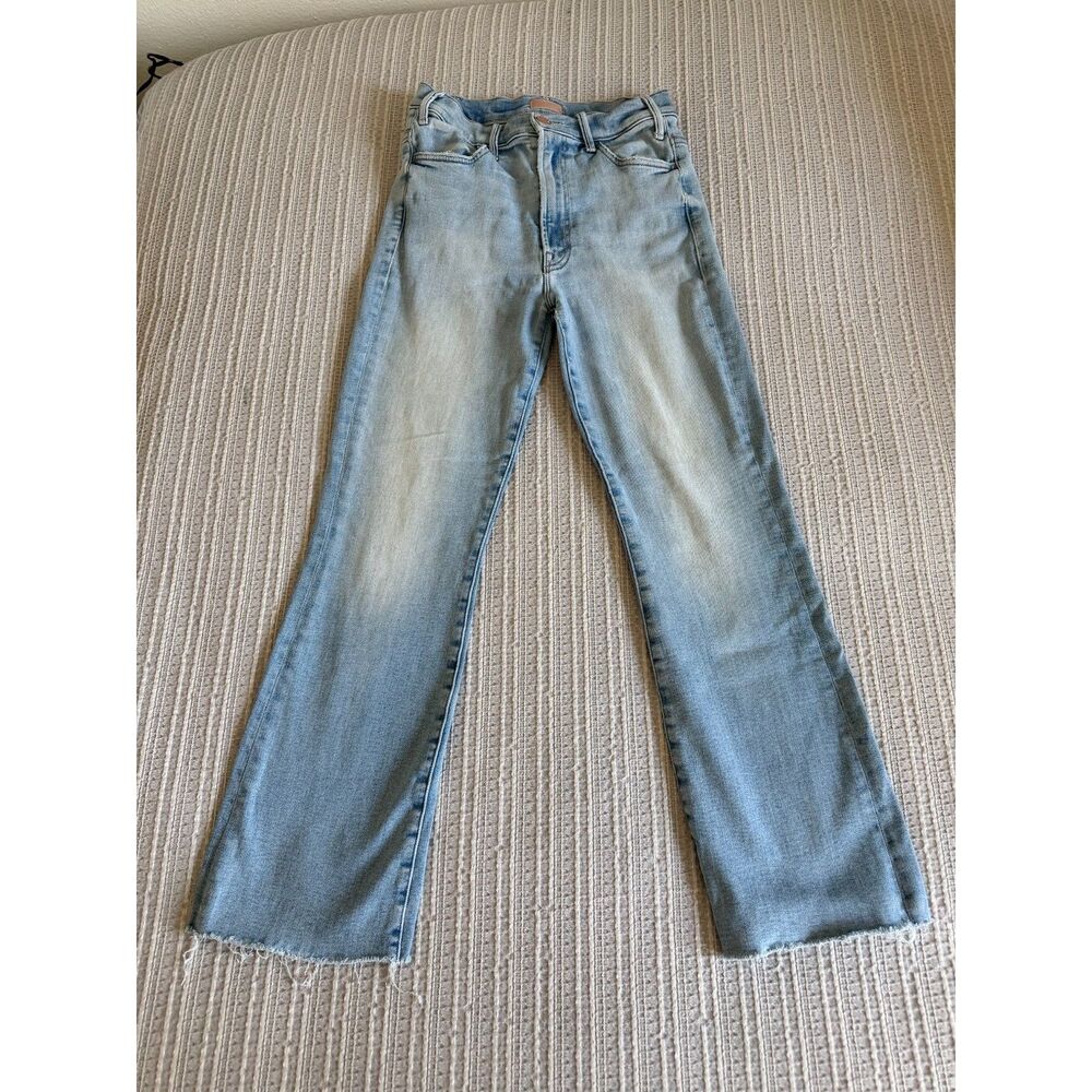 MOTHER The Hustler Ankle Fray Jeans Au Revoir Light Wash High Rise Bootcut 27 👖
